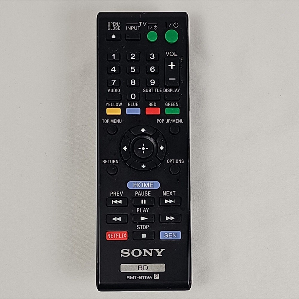 Sony RMT-B119A Blu-ray DVD Player Remote Control Netflix